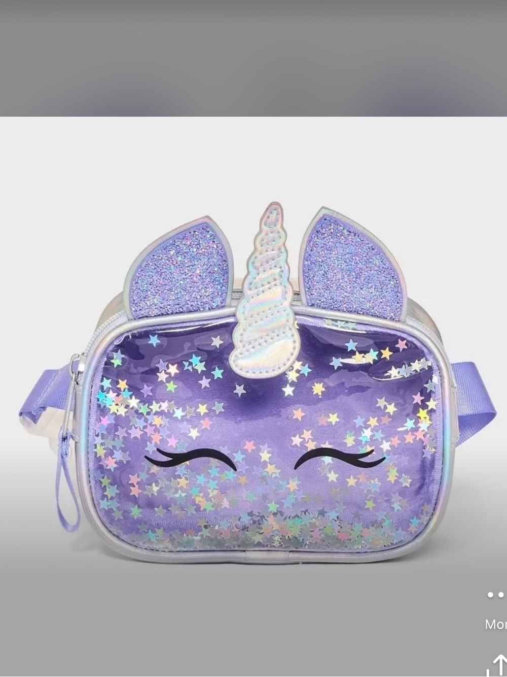 Cat & Jack Kids Fanny Pack 
Purple Unicorn Glitter Waist Bag Adjustable Strap
